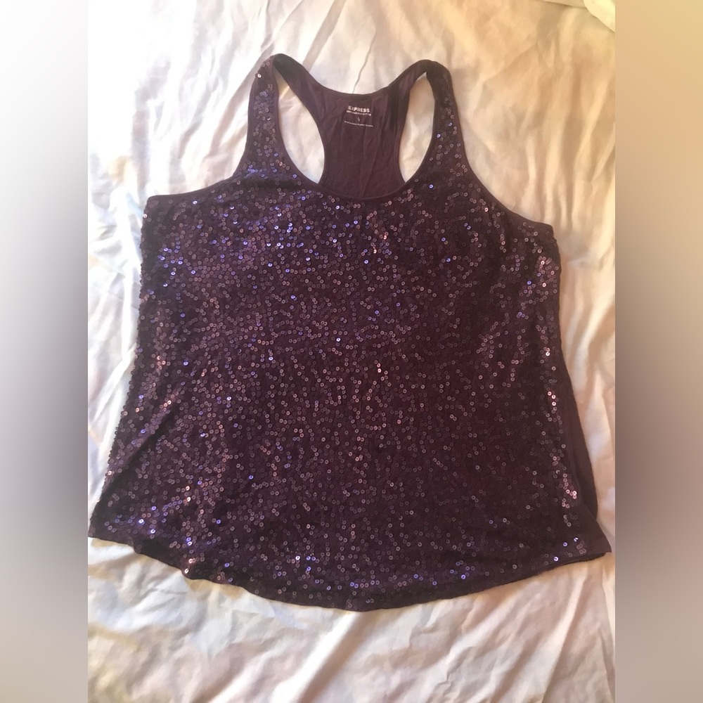 Purple sequins express tank